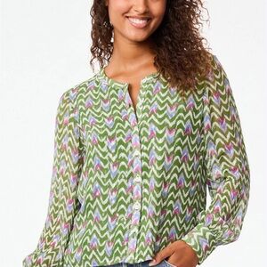 Roller Rabbit Green and Pink Zigzag Blouse